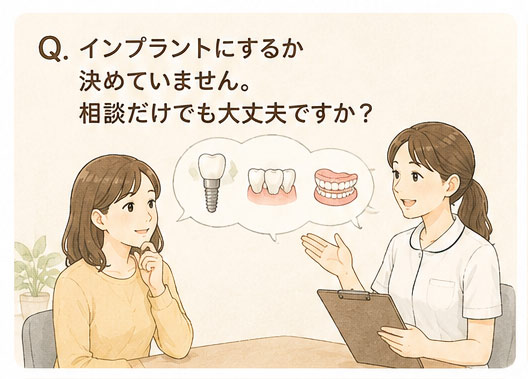 Q. インプラントにするか決めていません。相談だけでも大丈夫ですか？