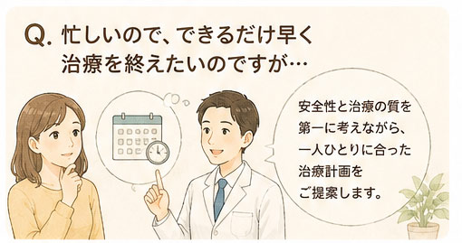 Q. 忙しいので、できるだけ早く治療を終えたいのですが…